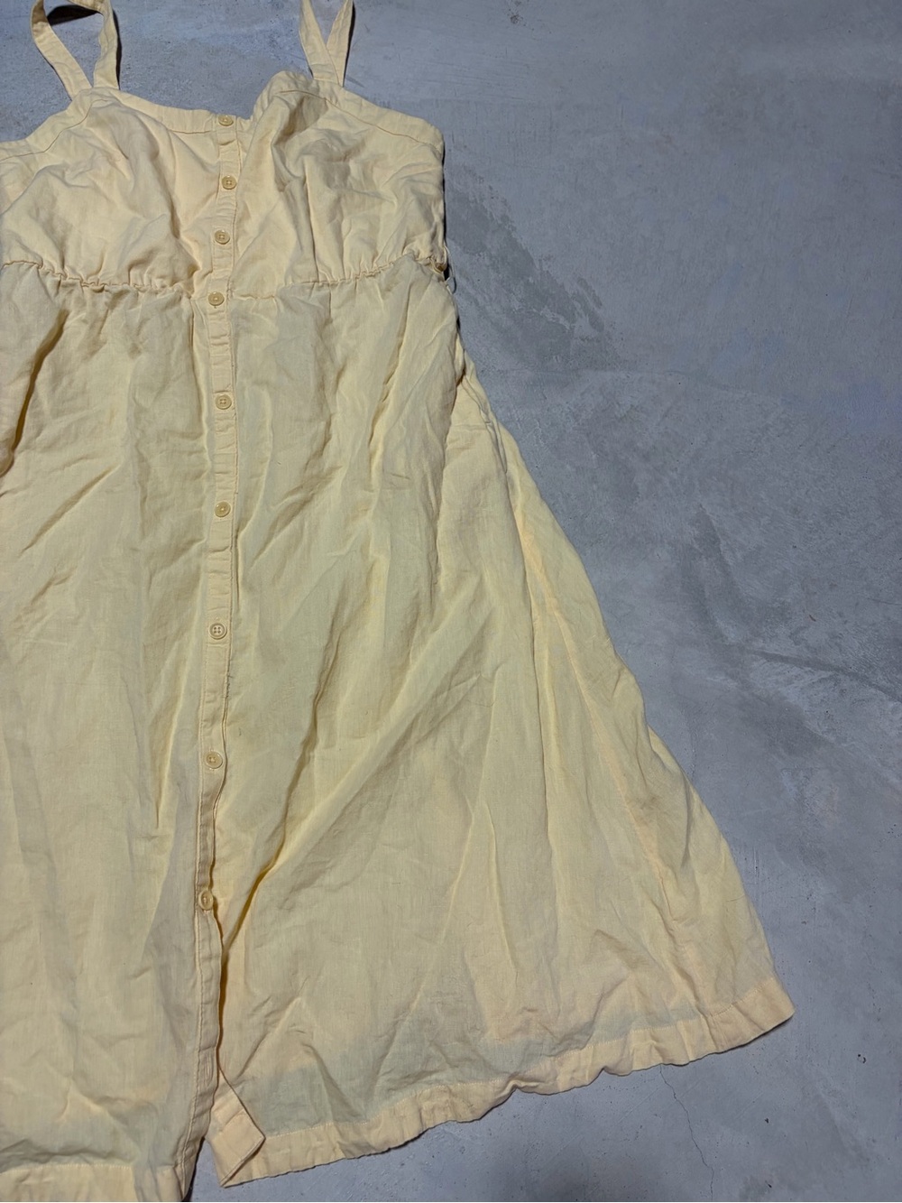 Pact cotton linen blend Light Yellow Button-Front Sundress large - Picture 5 of 11